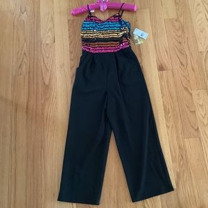 Girls Emerald Sundae Jumpsuit Black with Sequin Detail Size 10